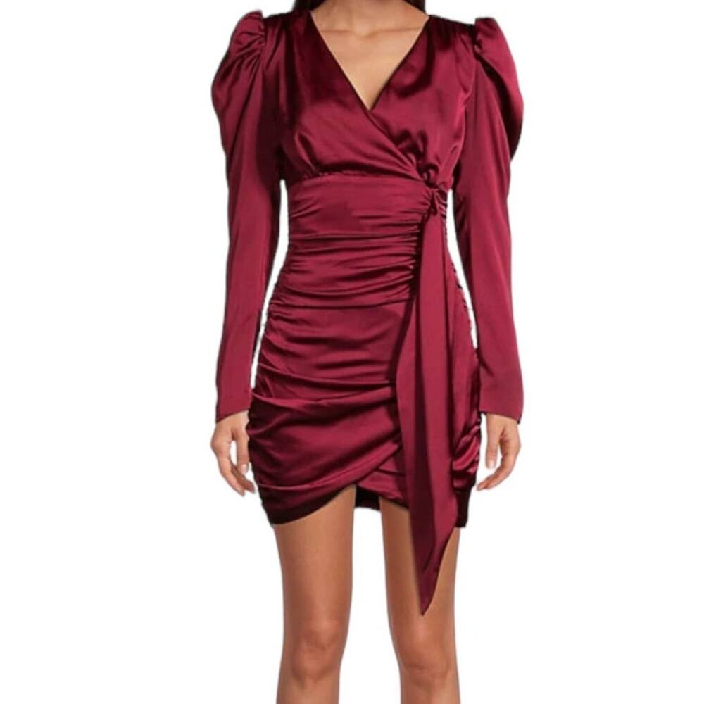 Lavish Alice dress Satin Wrap MiniDress Burgundy size 8